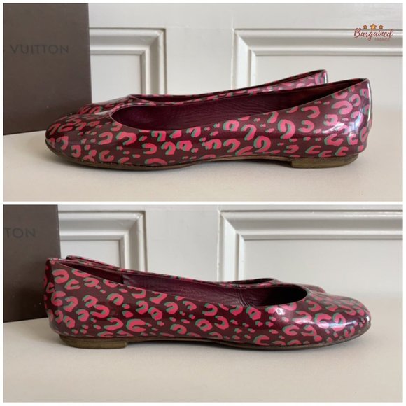 Auth Louis Vuitton Patent Leather Leopard Print Stephen Sprouse Ballet Flats 8.5 - Picture 8 of 13